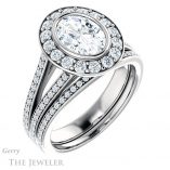 Oval Shaped Forever One Moissanite Engagement Ring #GTJ982-oval-fo-w