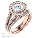Round Cut Forever One Moissanite Engagement Ring #GTJ982-round-fo-r 6 Round Cut Forever One Moissanite Engagement Ring #GTJ982-round-fo-r