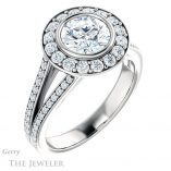 Round Cut Forever One Moissanite Engagement Ring #GTJ982-round-fo-w 4 Round Cut Forever One Moissanite Engagement Ring #GTJ982-round-fo-w