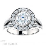 Round Cut Forever One Moissanite Engagement Ring #GTJ982-round-fo-w 1 Round Cut Forever One Moissanite Engagement Ring #GTJ982-round-fo-w