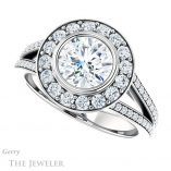 Round Cut Forever One Moissanite Engagement Ring #GTJ982-round-fo-w 5 Round Cut Forever One Moissanite Engagement Ring #GTJ982-round-fo-w