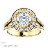 Round Cut Forever One Moissanite Engagement Ring #GTJ982-round-fo-y 1 Round Cut Forever One Moissanite Engagement Ring #GTJ982-round-fo-y