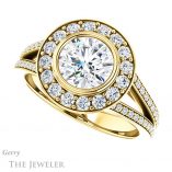 Round Cut Forever One Moissanite Engagement Ring #GTJ982-round-fo-y 5 Round Cut Forever One Moissanite Engagement Ring #GTJ982-round-fo-y