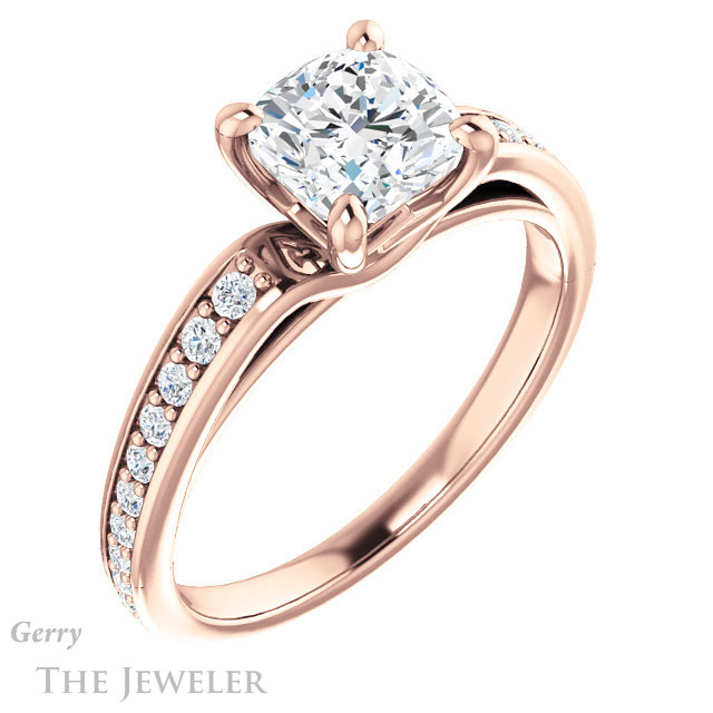 Cushion Cut Forever One Moissanite Engagement Ring #GTJ983-cushion-fo-r 4 Cushion Cut Forever One Moissanite Engagement Ring #GTJ983-cushion-fo-r