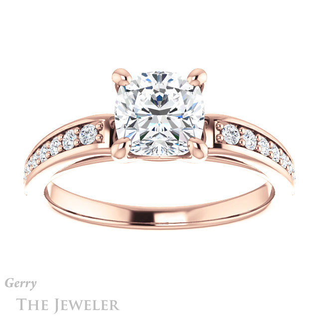 Cushion Cut Forever One Moissanite Engagement Ring #GTJ983-cushion-fo-r