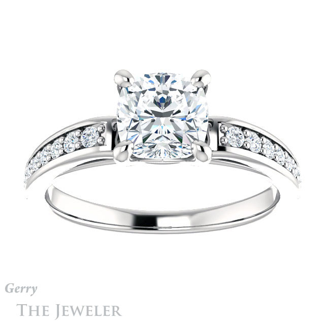 Cushion Cut Forever One Moissanite Engagement Ring #GTJ983-cushion-fo-w 1 Cushion Cut Forever One Moissanite Engagement Ring #GTJ983-cushion-fo-w