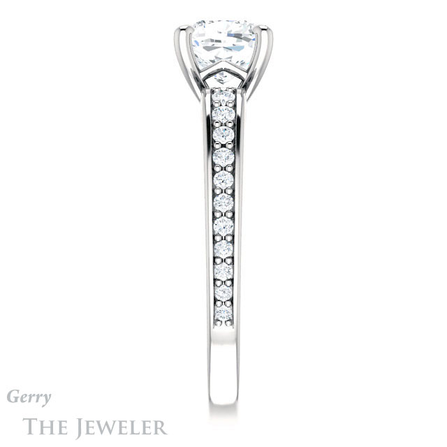 Cushion Cut Forever One Moissanite Engagement Ring #GTJ983-cushion-fo-w 3 Cushion Cut Forever One Moissanite Engagement Ring #GTJ983-cushion-fo-w