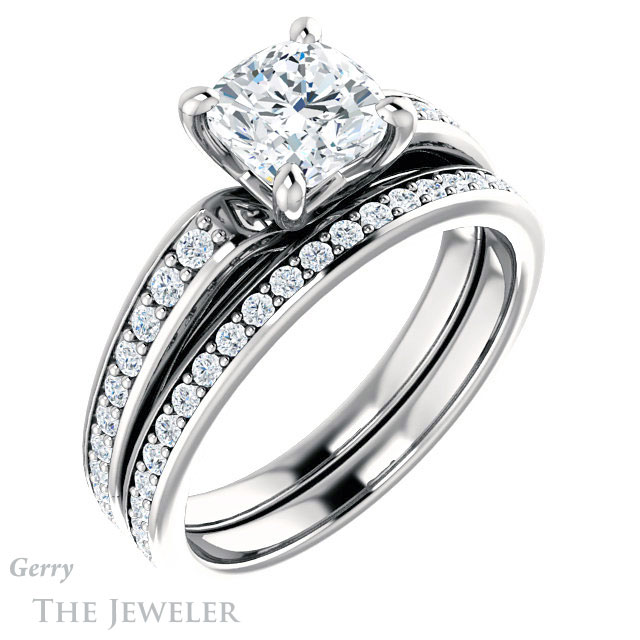 Cushion Cut Forever One Moissanite Engagement Ring #GTJ983-cushion-fo-w 6 Cushion Cut Forever One Moissanite Engagement Ring #GTJ983-cushion-fo-w