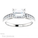Emerald Cut Forever One Moissanite Engagement Ring #GTJ983-emerald-fb-w 1 Emerald Cut Forever Brilliant Moissanite Engagement Ring #GTJ983-emerald-fb-w