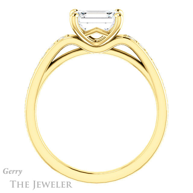 Emerald Cut Forever One Moissanite Engagement Ring #GTJ983-emerald-fb-y 2 Emerald Cut Forever Brilliant Moissanite Engagement Ring #GTJ983-emerald-fb-y
