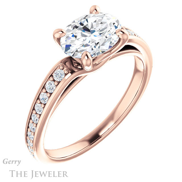 Oval Shaped Forever One Moissanite Engagement Ring #GTJ983-oval-fo-r 4 Oval Shaped Forever One Moissanite Engagement Ring #GTJ983-oval-fo-r