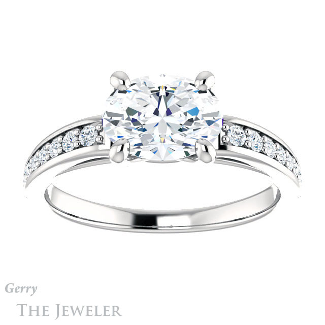 Oval Shaped Forever One Moissanite Engagement Ring #GTJ983-oval-fo-w