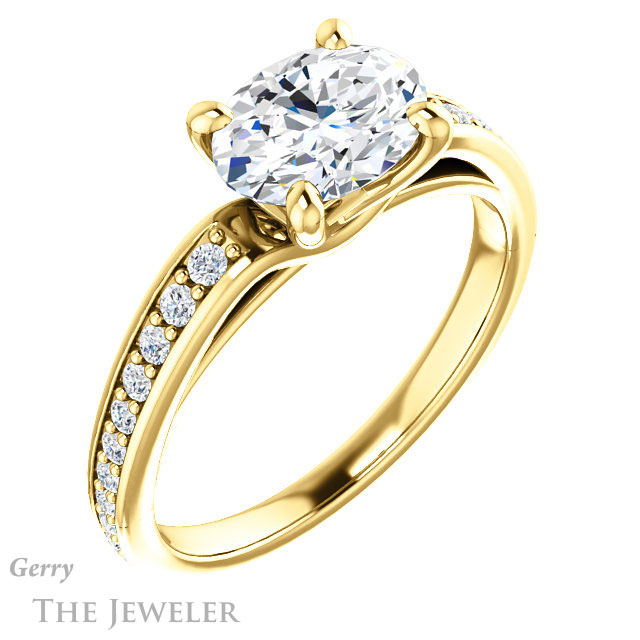 Oval Shaped Forever One Moissanite Engagement Ring #GTJ983-oval-fo-y 4 Oval Shaped Forever One Moissanite Engagement Ring #GTJ983-oval-fo-y