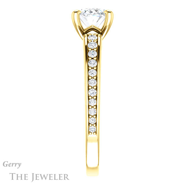Oval Shaped Forever One Moissanite Engagement Ring #GTJ983-oval-fo-y 3 Oval Shaped Forever One Moissanite Engagement Ring #GTJ983-oval-fo-y