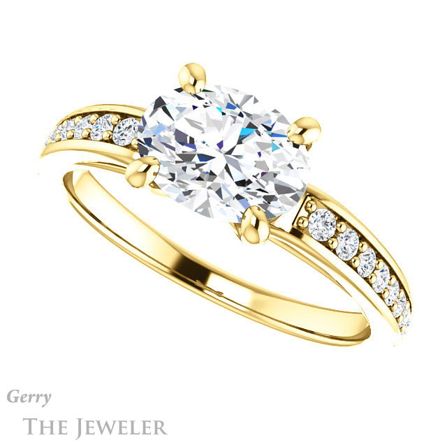 Oval Shaped Forever One Moissanite Engagement Ring #GTJ983-oval-fo-y 5 Oval Shaped Forever One Moissanite Engagement Ring #GTJ983-oval-fo-y