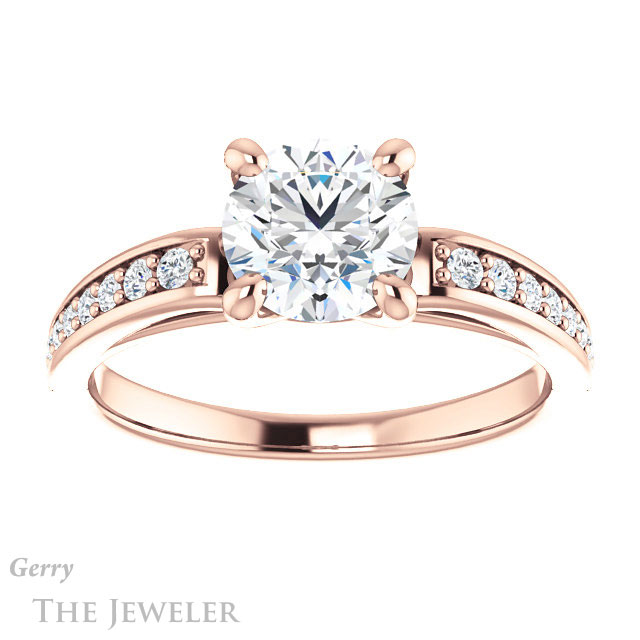 Round Cut Forever One Moissanite Engagement Ring #GTJ983-round-fo-r