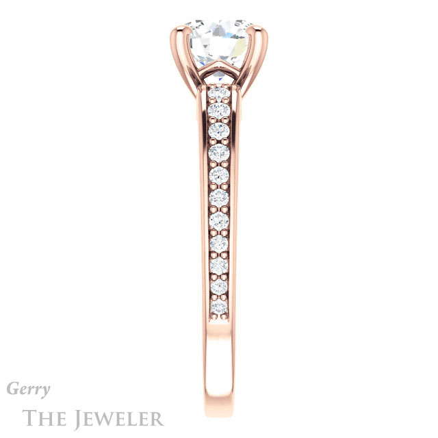 Round Cut Forever One Moissanite Engagement Ring #GTJ983-round-fo-r