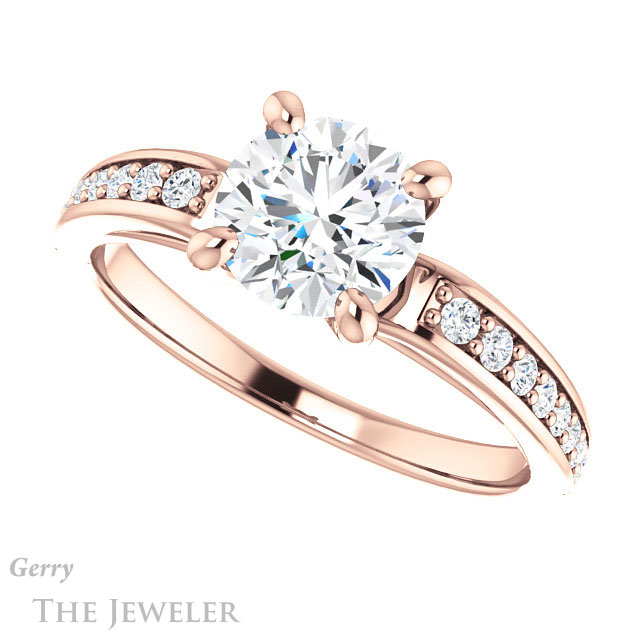 Round Cut Forever One Moissanite Engagement Ring #GTJ983-round-fo-r