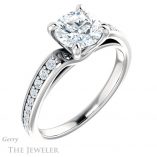 Round Cut Forever One Moissanite Engagement Ring #GTJ983-round-fo-w 4 Round Cut Forever One Moissanite Engagement Ring #GTJ983-round-fo-w