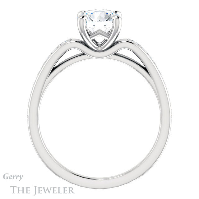 Round Cut Forever One Moissanite Engagement Ring #GTJ983-round-fo-w