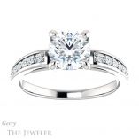 Round Cut Forever One Moissanite Engagement Ring #GTJ983-round-fo-w 1 Round Cut Forever One Moissanite Engagement Ring #GTJ983-round-fo-w