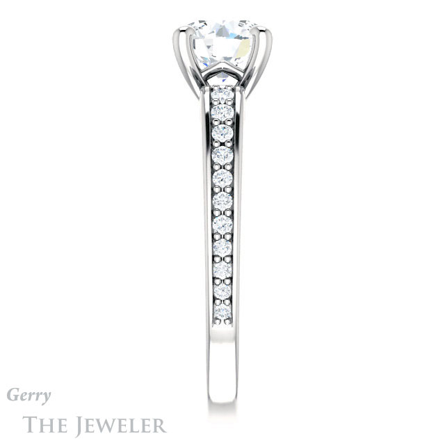 Round Cut Forever One Moissanite Engagement Ring #GTJ983-round-fo-w 3 Round Cut Forever One Moissanite Engagement Ring #GTJ983-round-fo-w