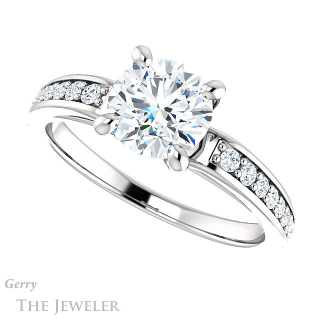Round Cut Forever One Moissanite Engagement Ring #GTJ983-round-fo-w 5 Round Cut Forever One Moissanite Engagement Ring #GTJ983-round-fo-w