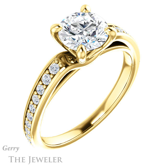 Round Cut Forever One Moissanite Engagement Ring #GTJ983-round-fo-y 4 Round Cut Forever One Moissanite Engagement Ring #GTJ983-round-fo-y