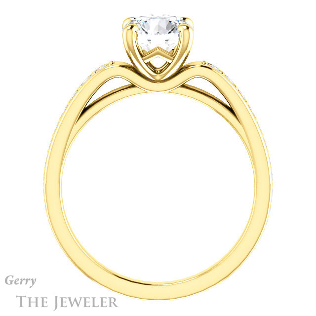 Round Cut Forever One Moissanite Engagement Ring #GTJ983-round-fo-y