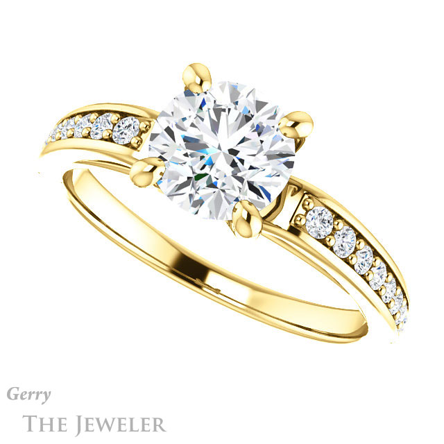Round Cut Forever One Moissanite Engagement Ring #GTJ983-round-fo-y 5 Round Cut Forever One Moissanite Engagement Ring #GTJ983-round-fo-y