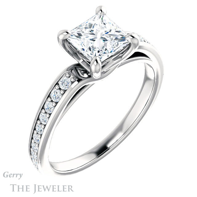 Princess Cut Forever One Moissanite Engagement Ring #GTJ983-square-fo-w 4 Princess Cut Forever One Moissanite Engagement Ring #GTJ983-square-fo-w