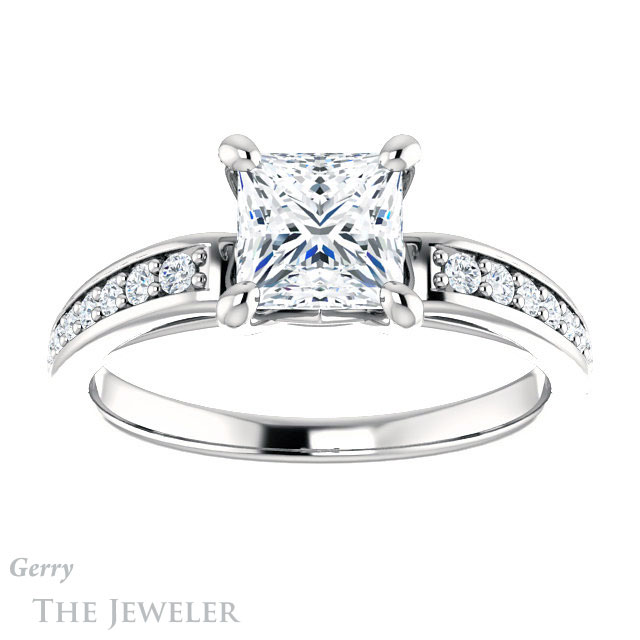 Princess Cut Forever One Moissanite Engagement Ring #GTJ983-square-fo-w