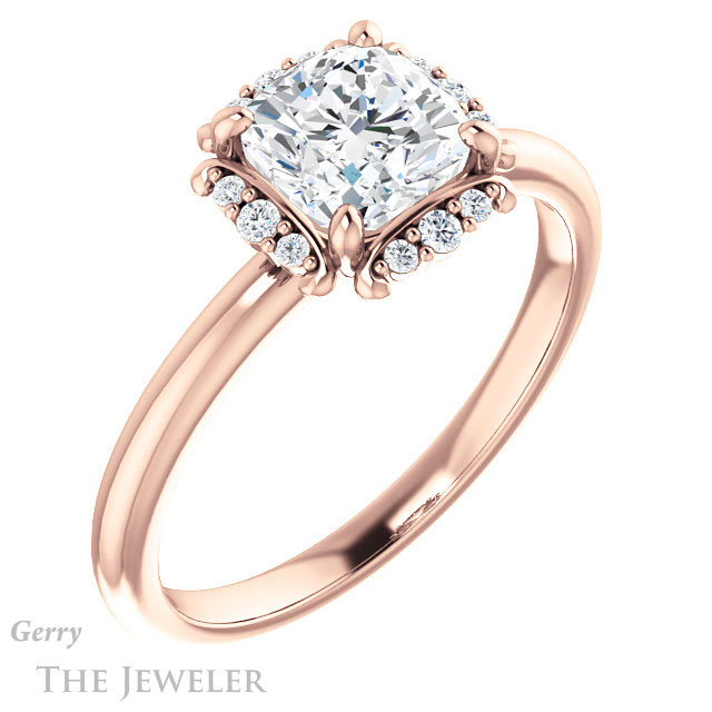 Cushion Cut Forever One Moissanite Engagement Ring #GTJ984-cushion-fo-r 4 Cushion Cut Forever One Moissanite Engagement Ring #GTJ984-cushion-fo-r