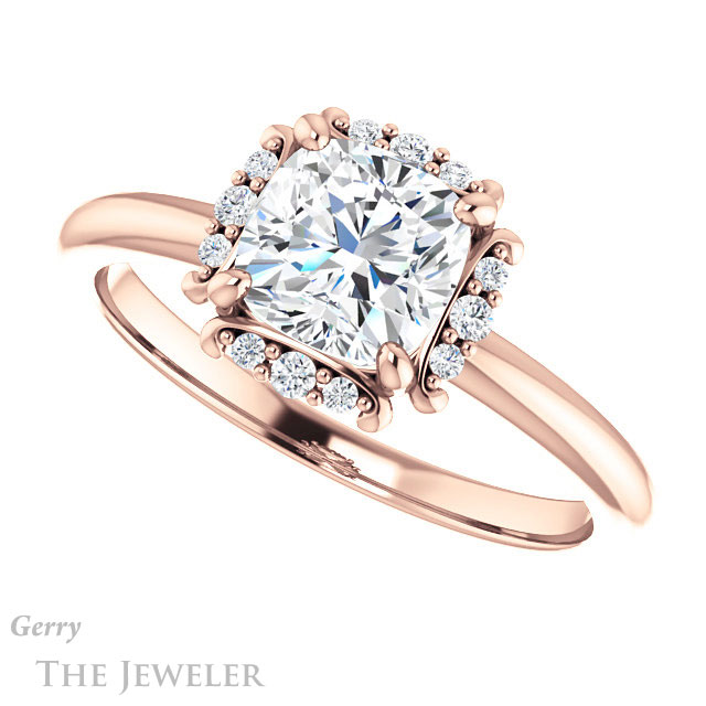 Cushion Cut Forever One Moissanite Engagement Ring #GTJ984-cushion-fo-r 5 Cushion Cut Forever One Moissanite Engagement Ring #GTJ984-cushion-fo-r