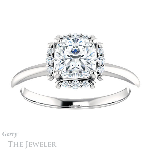 Cushion Cut Forever One Moissanite Engagement Ring #GTJ984-cushion-fo-w