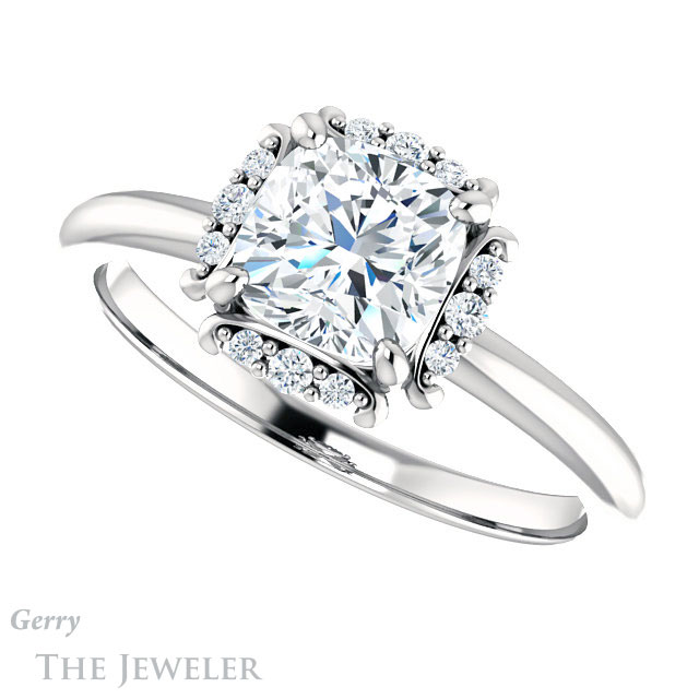Cushion Cut Forever One Moissanite Engagement Ring #GTJ984-cushion-fo-w 5 Cushion Cut Forever One Moissanite Engagement Ring #GTJ984-cushion-fo-w