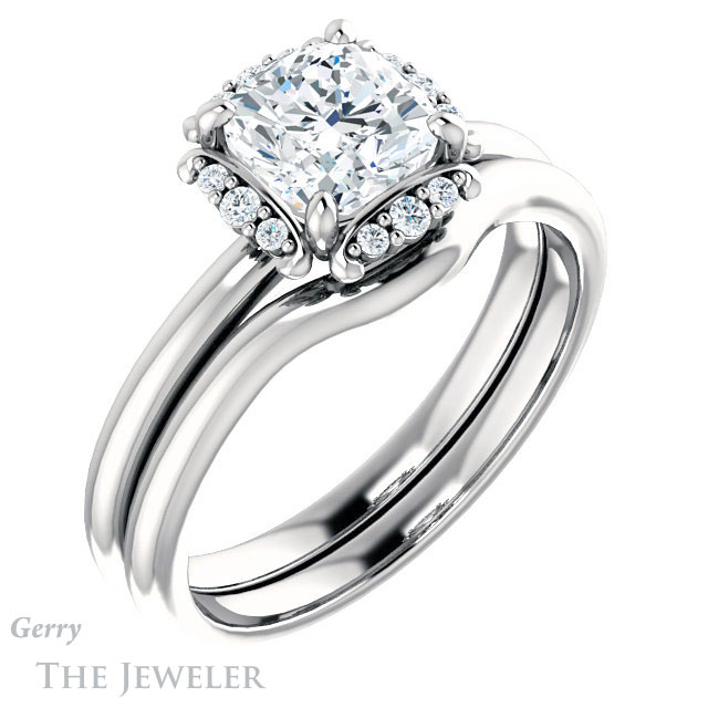 Cushion Cut Forever One Moissanite Engagement Ring #GTJ984-cushion-fo-w 6 Cushion Cut Forever One Moissanite Engagement Ring #GTJ984-cushion-fo-w
