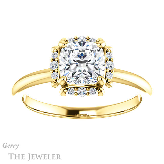Cushion Cut Forever One Moissanite Engagement Ring #GTJ984-cushion-fo-y 1 Cushion Cut Forever One Moissanite Engagement Ring #GTJ984-cushion-fo-y