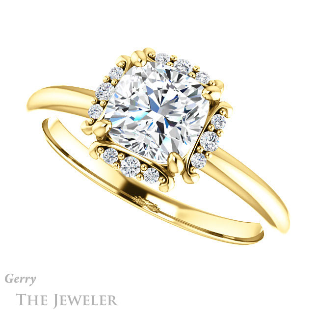 Cushion Cut Forever One Moissanite Engagement Ring #GTJ984-cushion-fo-y 5 Cushion Cut Forever One Moissanite Engagement Ring #GTJ984-cushion-fo-y