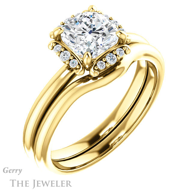 Cushion Cut Forever One Moissanite Engagement Ring #GTJ984-cushion-fo-y 6 Cushion Cut Forever One Moissanite Engagement Ring #GTJ984-cushion-fo-y