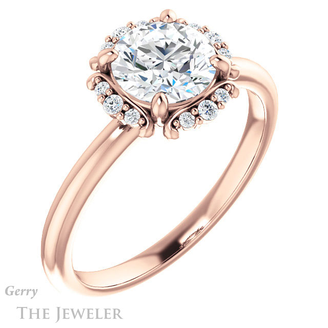 Round Cut Forever One Moissanite Engagement Ring #GTJ984-round-fo-r 4 Round Cut Forever One Moissanite Engagement Ring #GTJ984-round-fo-r