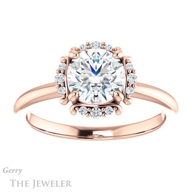 Round Cut Forever One Moissanite Engagement Ring #GTJ984-round-fo-r 1 Round Cut Forever One Moissanite Engagement Ring #GTJ984-round-fo-r