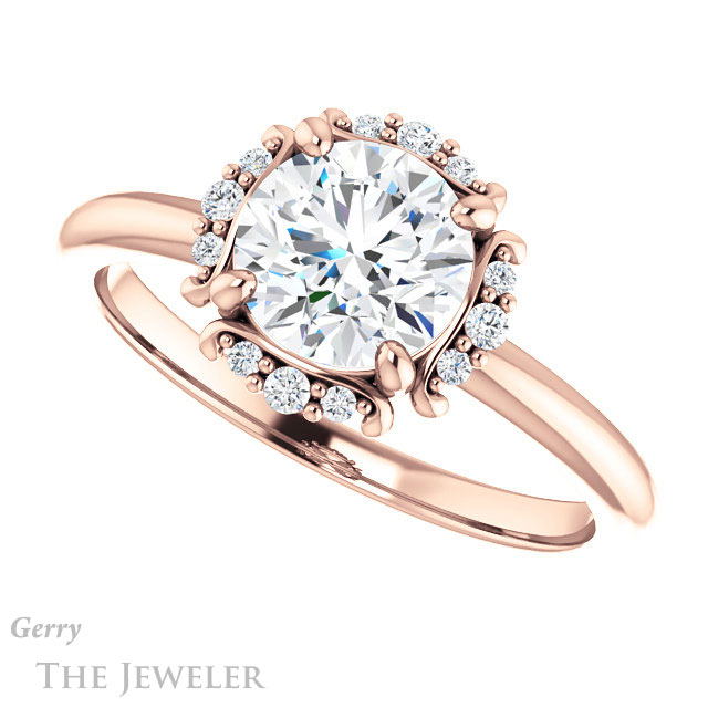 Round Cut Forever One Moissanite Engagement Ring #GTJ984-round-fo-r 5 Round Cut Forever One Moissanite Engagement Ring #GTJ984-round-fo-r