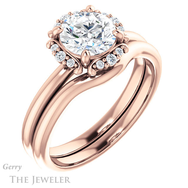 Round Cut Forever One Moissanite Engagement Ring #GTJ984-round-fo-r 6 Round Cut Forever One Moissanite Engagement Ring #GTJ984-round-fo-r