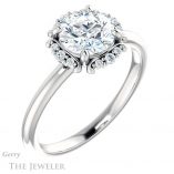 Round Cut Forever One Moissanite Engagement Ring #GTJ984-round-fo-w