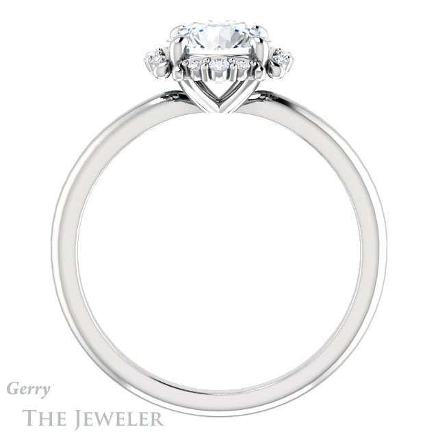 Round Cut Forever One Moissanite Engagement Ring #GTJ984-round-fo-w