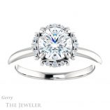 Round Cut Forever One Moissanite Engagement Ring #GTJ984-round-fo-w