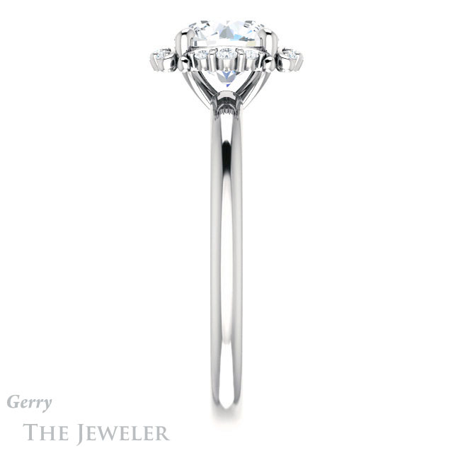 Round Cut Forever One Moissanite Engagement Ring #GTJ984-round-fo-w