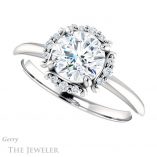 Round Cut Forever One Moissanite Engagement Ring #GTJ984-round-fo-w