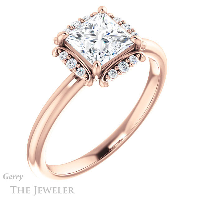 Princess Cut Forever One Moissanite Engagement Ring #GTJ984-square-fo-r 4 Princess Cut Forever One Moissanite Engagement Ring #GTJ984-square-fo-r